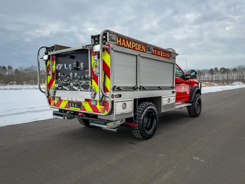 Rear passenger-side three-quarter view of the rescue body.
